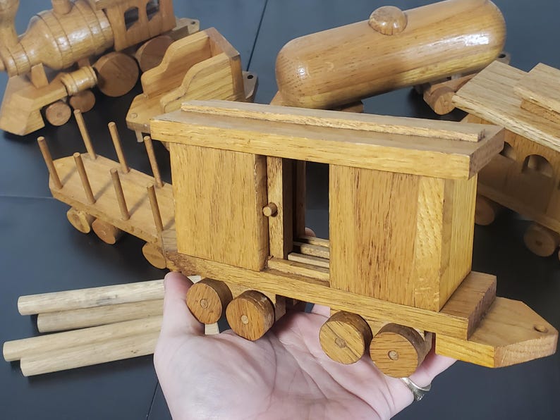 Handmade Model Train Vintage Solid Oak Toy Train, Handmade Model Train, Wooden Folk Art - Etsy