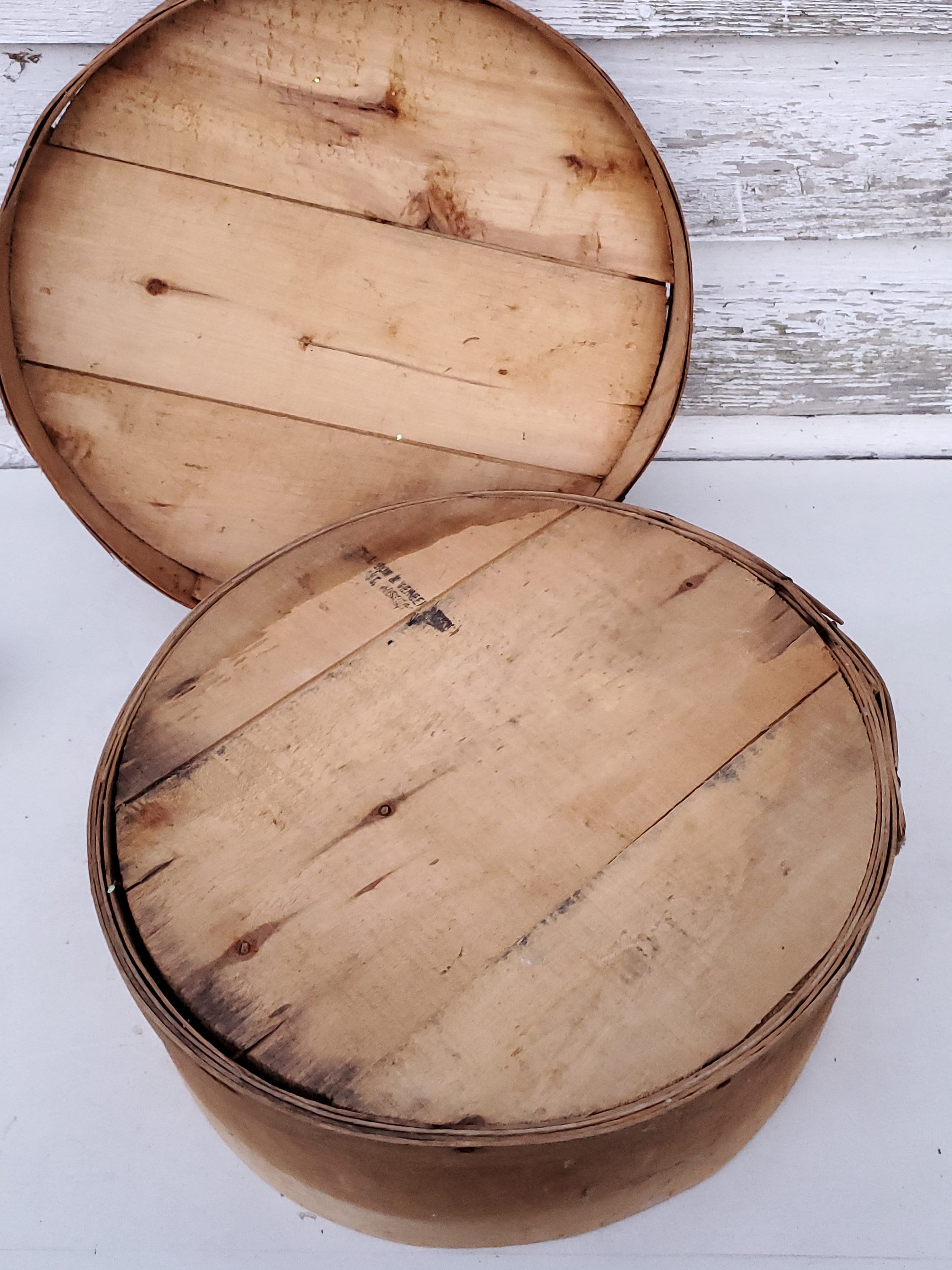 Antique/vintage wooden cheese box with lid round Etsy