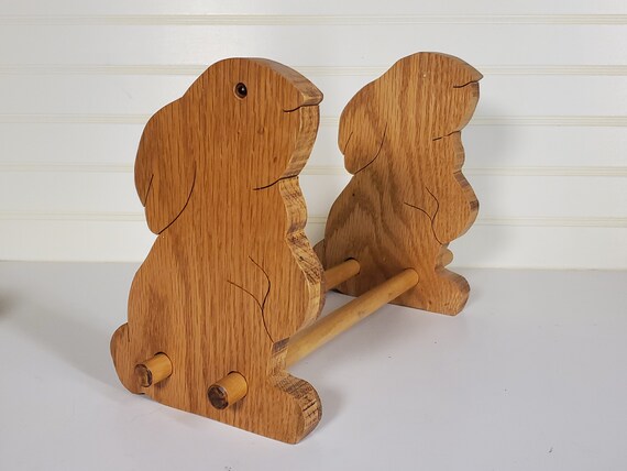 Oak Wood Rabbit Bookends/adjustable Book Rack 1980's - Etsy