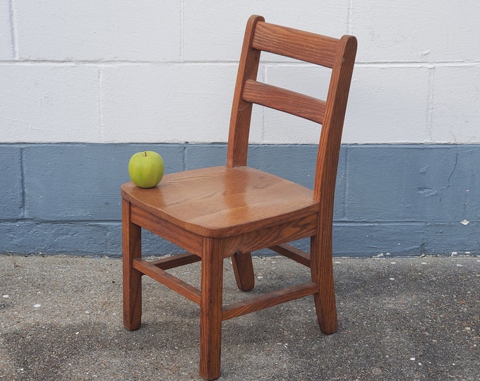 Solid Oak School Chair, Vintage 1950's1960's Wood Chair, Mid Century