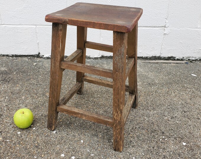Antique Milking Stool, Early 1900's Wooden Farm Stool, Beautifully Aged ...