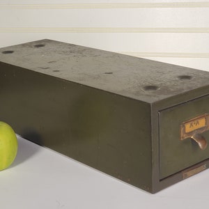 Remington Rand file box, Heavy quality metal file drawer, 1920s-40s industrial file box, single drawer, "made in USA" by "Remington Rand"