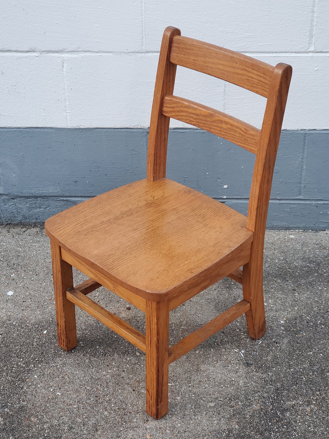 Solid Oak School Chair Vintage 1950's1960's Wood Etsy