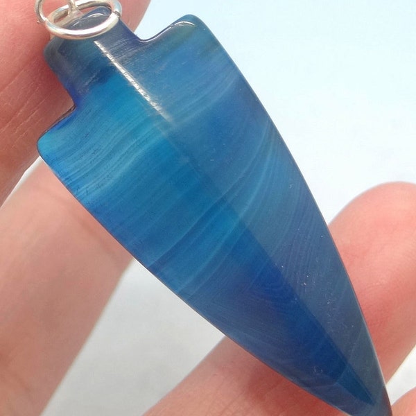 Gemstone ArrowHead Pendant, Blue Agate ArrowHead with Bail, Ready to Use. Wholesale Priced, Striped Agate, Banded Agate, Natural Stone