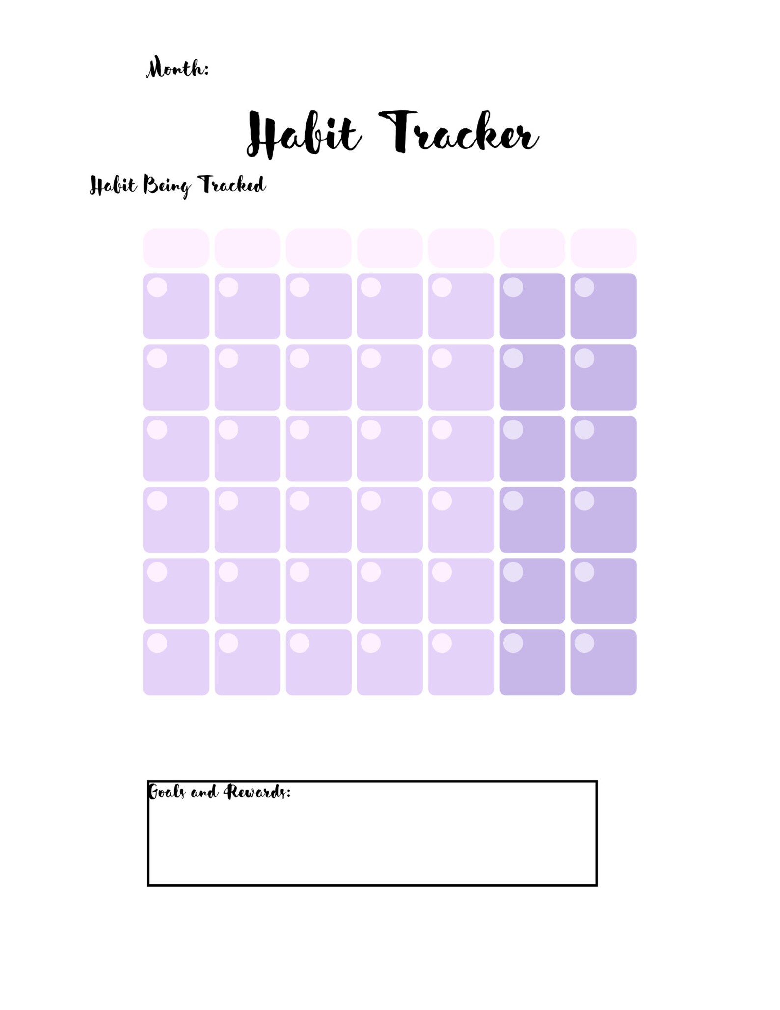 Monthly Habit Tracker / Printable Tracker / Challenge Tracker/ Goals ...