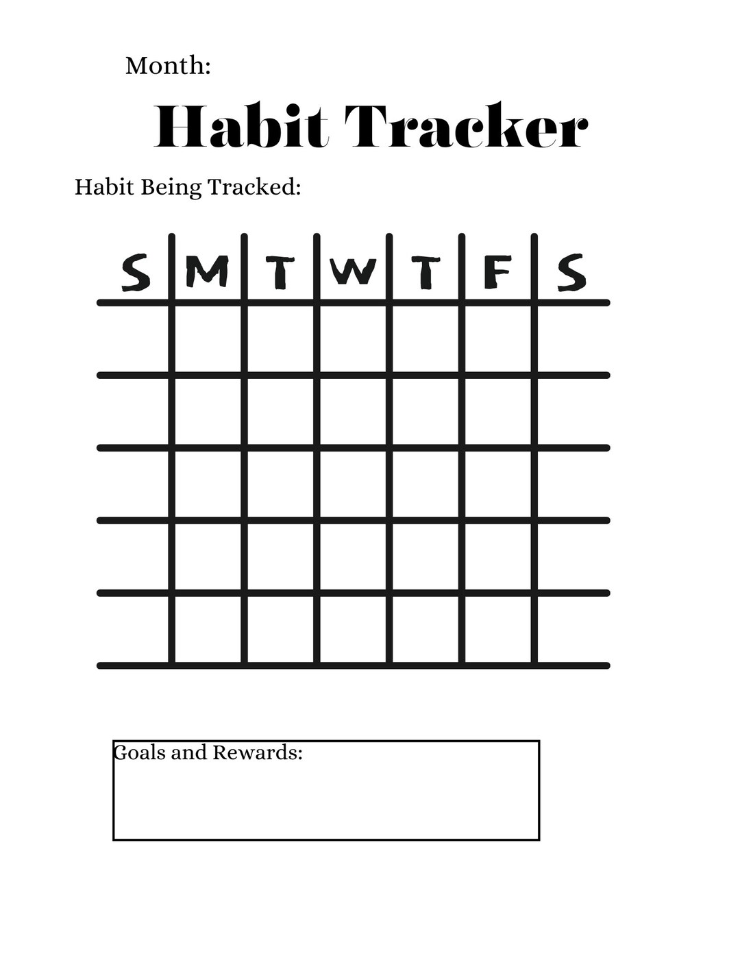 Monthly Habit Tracker / Printable Tracker / Challenge Tracker/ Goals ...