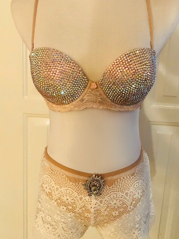 34C Bedazzled Bra and Small VS Lace Sheer Shorts -  Canada