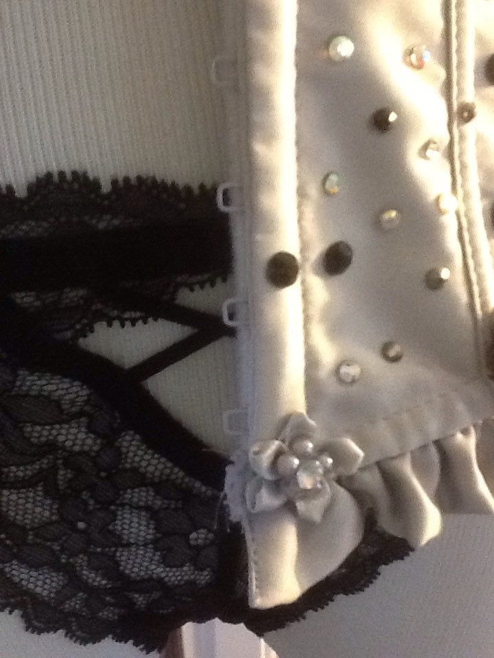 Sexy Med Silver Bedazzled Victoria's Secret Corset, XS NWT Lace VS