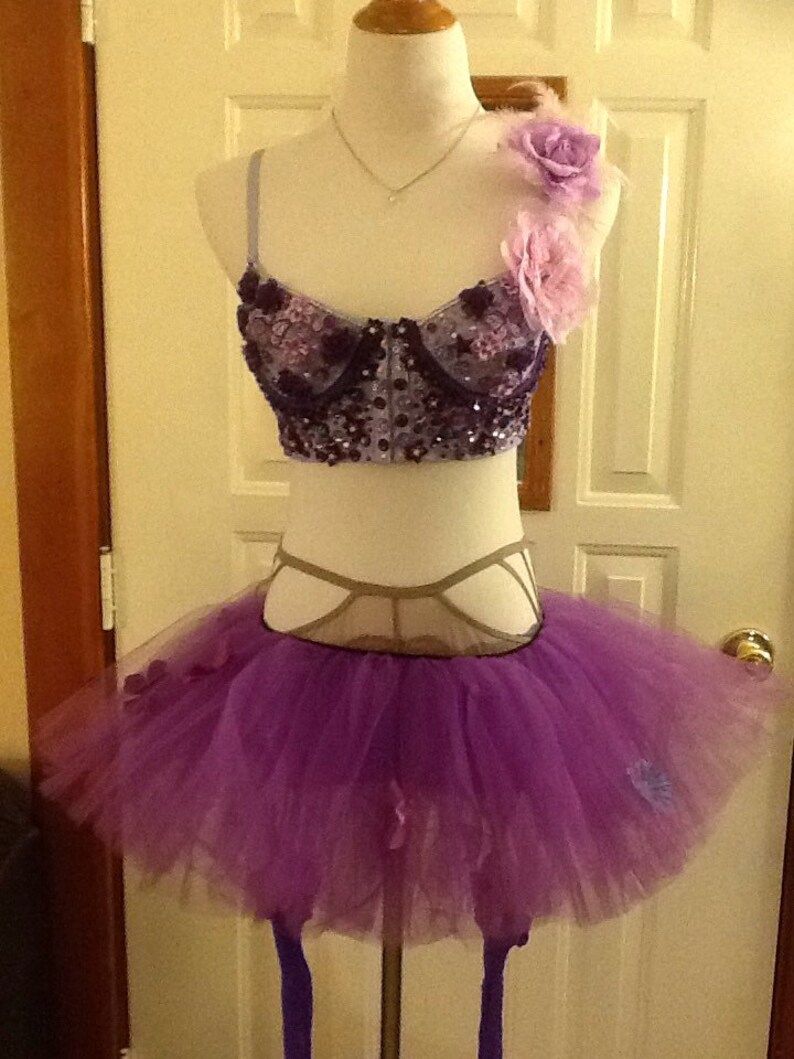Purple Fairy Rave EDM EDC Complete Costume With Sz Sm Bra, Tutu, Sz M