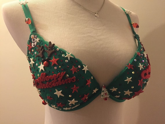 Ugly Christmas Bra 36C Super Padded Emma Bra and Red Lace Panties