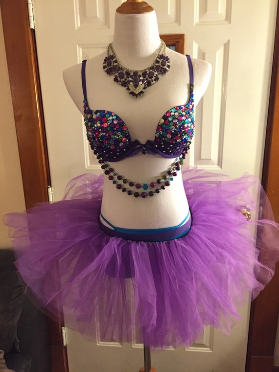 Sexy 32D Mardi Gras Raving Boudoir Set Bra, Tutu, Boy Shorts, Panties and  Necklace. Hawt 