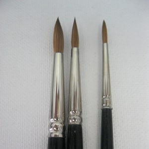 3 pcs Artist Quality Watercolor Red Sable Brush  Sizes #3-5-7   (Made in Germany)