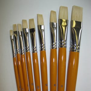 Artist Quality White Bristle paint brushes Oil & Acrylic Please Choose  your size