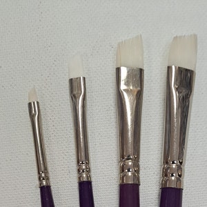Set of 4pcs  ANGULAR shape paint brush Synthetic White Sable