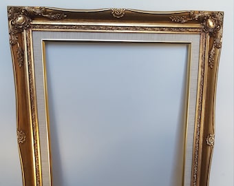 Distressed Gold leaf  Wooden Ornate Picture frame  14x18'' Please read