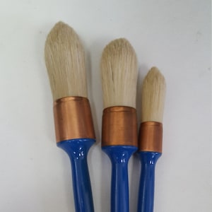 Set of 3 Trim or Project Brushes, Round Paint Brushes for Chalk Paint,  Mineral Paint, Waxes, Synthetic Pointed Large Paint Brushes, Diy 