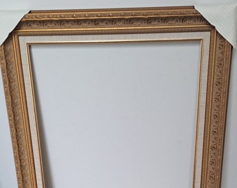 Ornate Gold Picture Wooden Frame with Linen Liner  20x24 '' inches