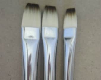 Set of 3-pcs Synthetic Artists Brushes #2-4-6 for Oil / Acrylic long handle