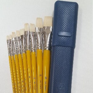 9 pcs Artist Quality White Bristle Hair Brushes for Oil and Acrylic with Brush Case  Fast Shipping