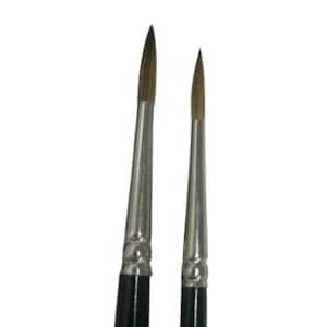 Zestaw 2 pędzli akwarelowych Kolinsky Red Sable o jakości artystycznej, rozmiary nr 4 i 6. Wyprodukowano w Niemczech.