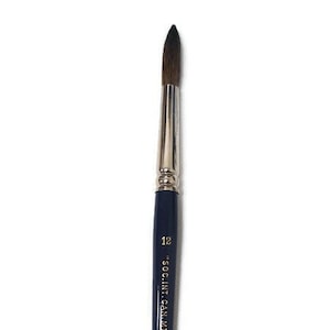 May include: A blue-handled paintbrush with a size 12 label. The brush is made by "SOCHIN'T. CAN. MITH." and is a "22" series brush.