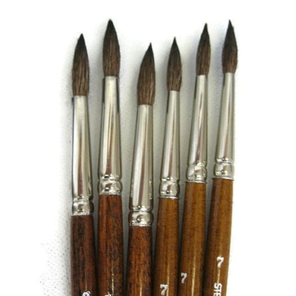 6pcs Hand Made Water-Color  Artist Quality Brushes. 3 of each sizes # 7 and # 9 Made in Germany