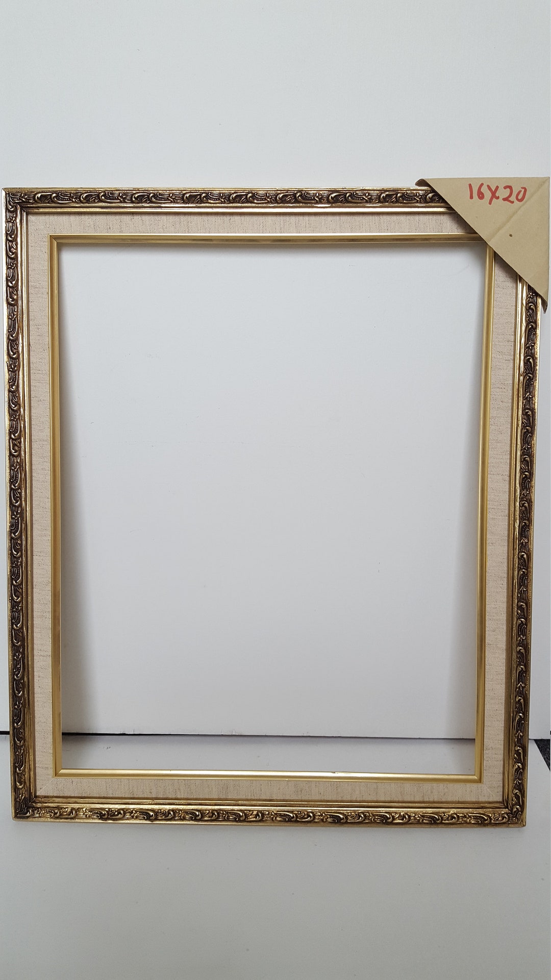 Wooden Ornate Picture Frame Gold Leaf 16x20 With Linen Liner 113 - Etsy