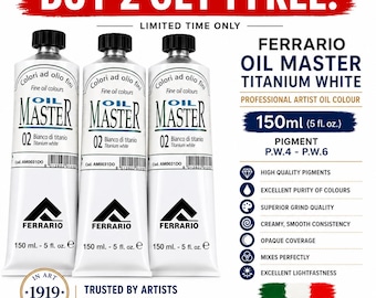 Titanium White Oil Paint 150ml Professional Artist Paint Made in Italy Ferrario Buy 2 Get 1 Free Limited Time Offer !