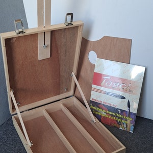 Artist Table Top Easel Box Natural wood plus a 9x12 Paper Palette Please Read