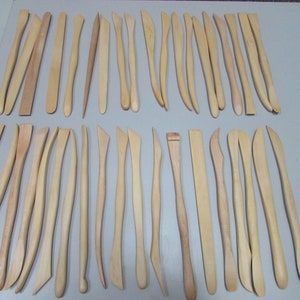 Large set of 38 pcs wooden pottery Clay Sculpture Tools 8&#39;&#39; Brand New
