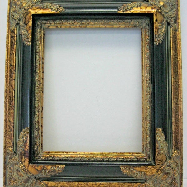Black and Gold leaf 3'' wide Wooden Ornate Picture frame Imperial Compo 11x14''