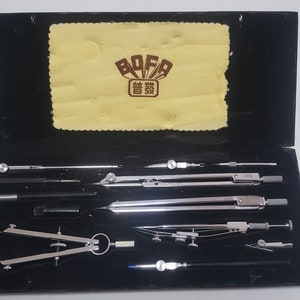 Rare Vintage Bofa Technical Drawing Compass Set D-412  with case (Brand-New)