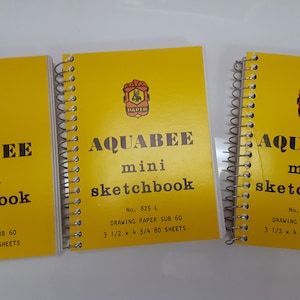 3 szt. Aquabee Mini Sketch Book Pad 3 1/2'' x 4 3/4'' 'cale-80 arkuszy Długopis i tusz, węgiel drzewny, ołówki, kredki