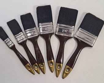 Paint Brush black bristle hair plastic handle made in Italy