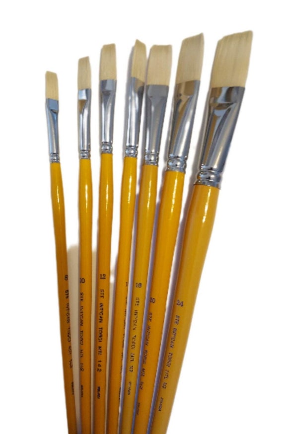 Buy Artist Quality White Bristle Flat Paint Brushes Oil & Acrylic Please  Choose Your Size or Set of 7pcs Online in India 