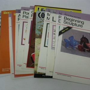 May include: A stack of books with colorful covers, titled "How to Draw and Paint Beginning Sculpture". The books are part of a series called "Walter Foster Publishing".