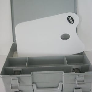 Rare Two-sided Art Bin Artist Sketch #2 Paint one side & pads other side with Stain Resistant Palette and Unique springs that holds brushes
