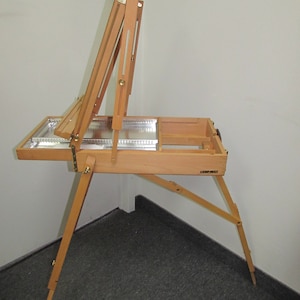 Deluxe Artist French Box Easel Beechwood with METAL DIVIDER & Wooden Palette Nice gift