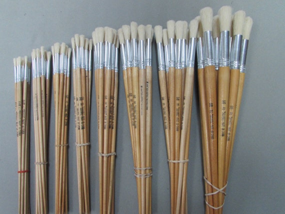 12 Pcs Artist Brushes Pure Bristle Round for Oil and Acrylic