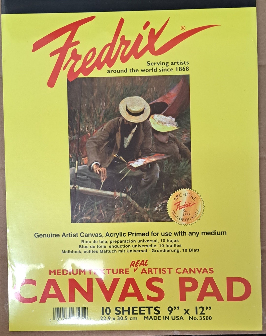 Fredrix Canvas Pad 9x12'' Inches 10sheets Real Artist Canvas 