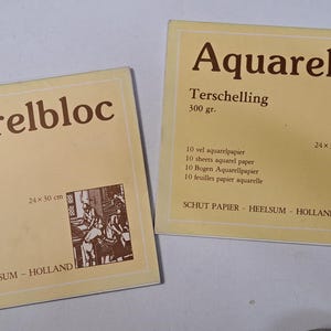 Cahier d'aquarelle pour 2 artistes -- Aquarelbloc Terschelling - 24 x 30 cm Fabriqué aux Pays-Bas 1 bloc de 300 g et 1 bloc de 166 g