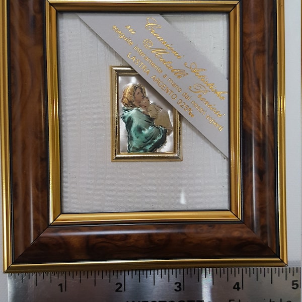 Small decorative picture frame Made by Creazioni Artistiche Su Metalli Preziosi Relief Art 925 % Silver Made Italy ideal gift