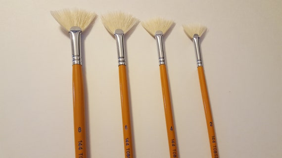 Artist Quality White Bristle Blender Fan Brush Please Ch Your Size or Set 