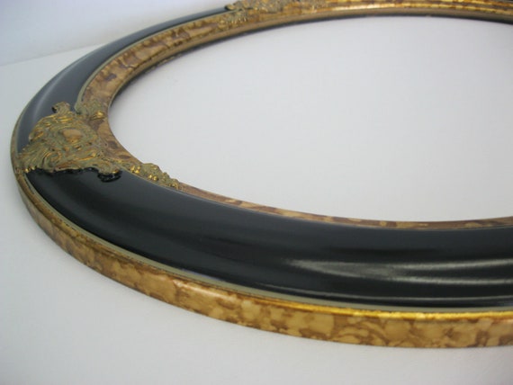 Vintage Black and Gold Hand Finish Galery Oval Picture Frame 16x20 Moulding 2 12 Wide Brand New
