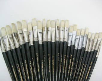 Assortment of 25 pcs Artist Brushes White  Bristle for oil and acrylic  5pcs of each #14-16-18-20-22