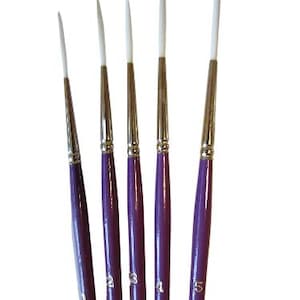 Artist Synthetic White Sable Script Liner-Rigger Pointed Paint Brush PLEASE -Choose your size or set , # 1-2-3-4-5  Short Handle