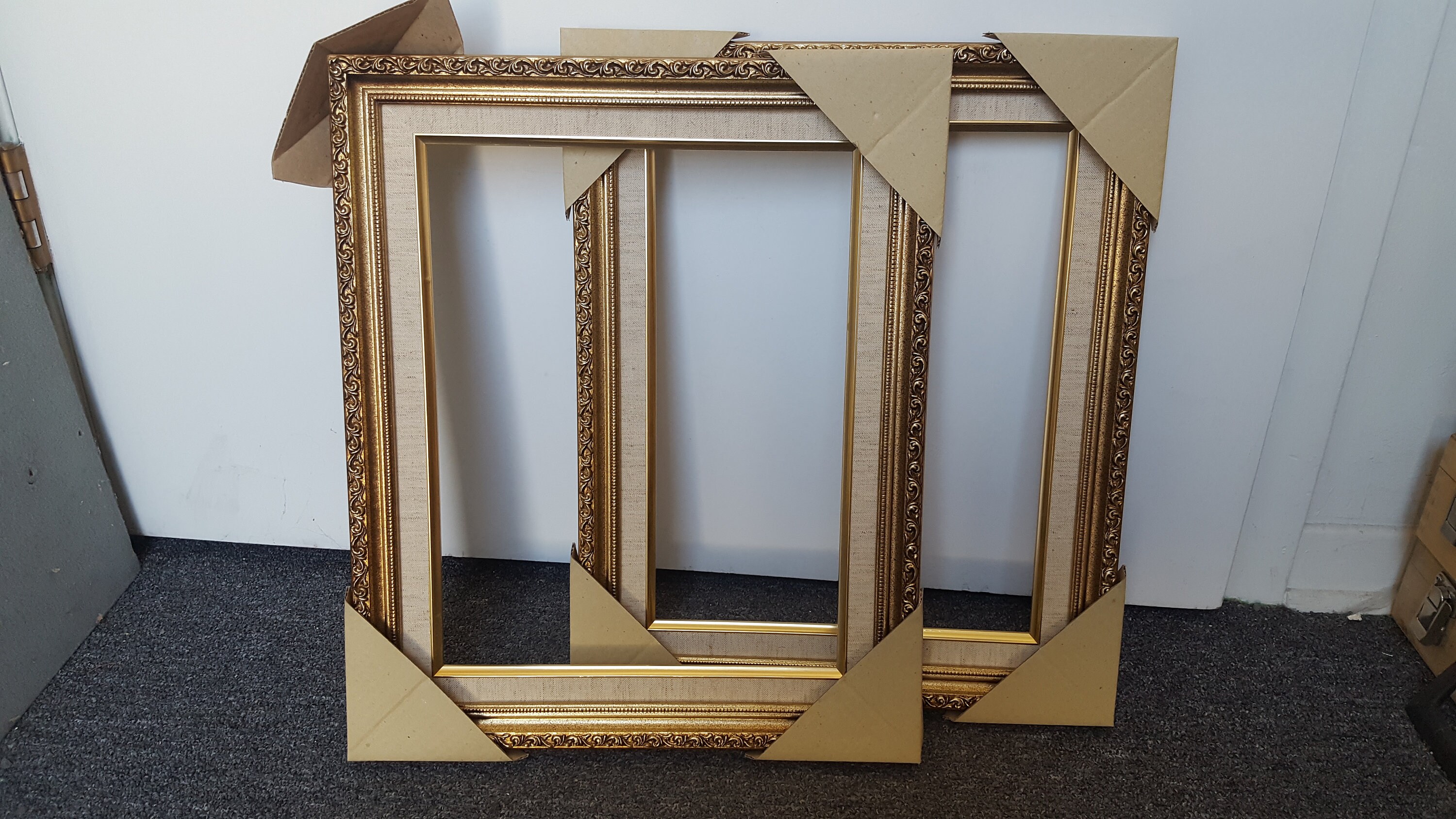 Wooden Ornate Picture Frame Gold Leaf 11x14 With Linen Liner Etsy