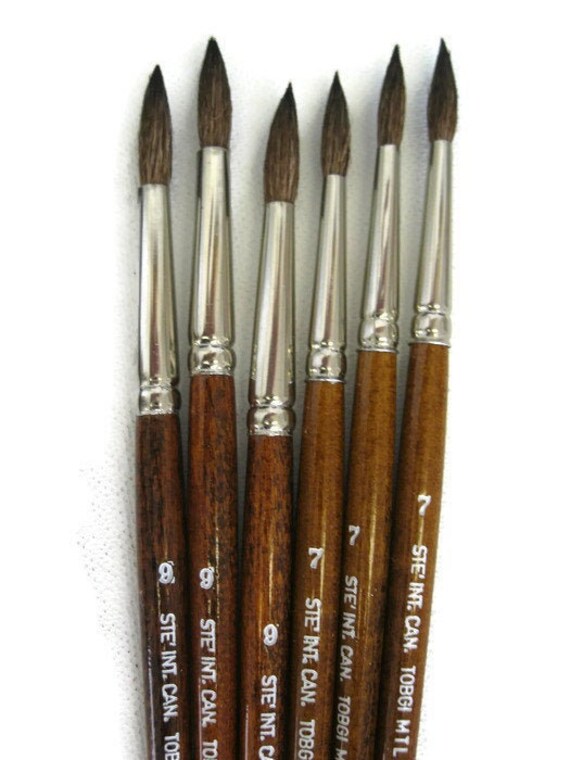 6pcs Hand Made Water-color Artist Quality Brushes. 3 of Each Sizes 7 and 9  Made in Germany 