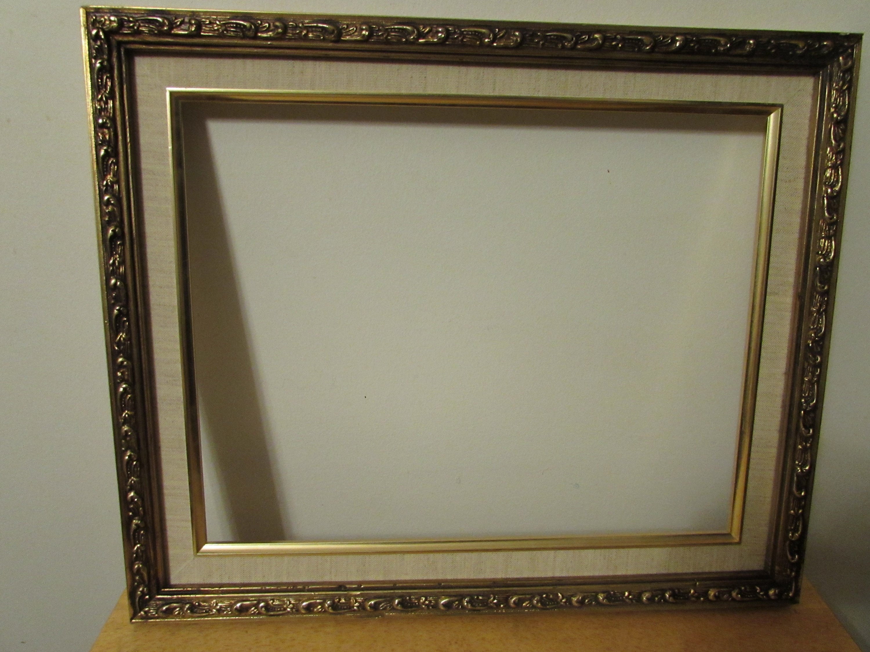 Wooden Ornate Picture Frame Gold Leaf 11x14 with Linen Etsy