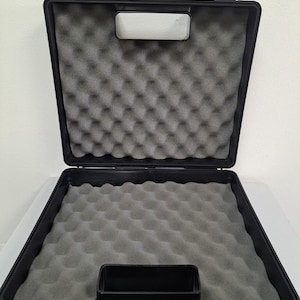Mallette de transport en plastique noir avec insert en mousse --mallette pour artiste --mallette -boîte de rangement- #170/30